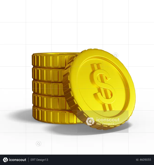Dollar Coin Stack  3D Illustration