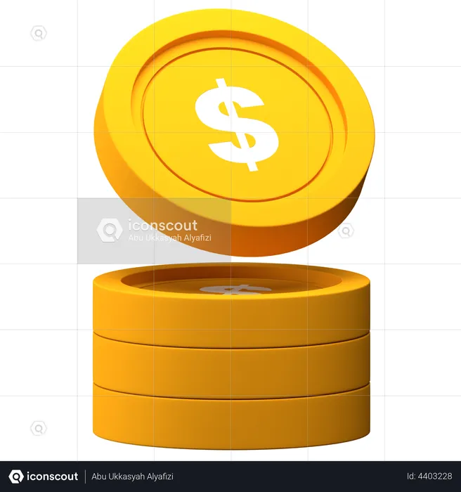 Dollar Coin Stack  3D Illustration