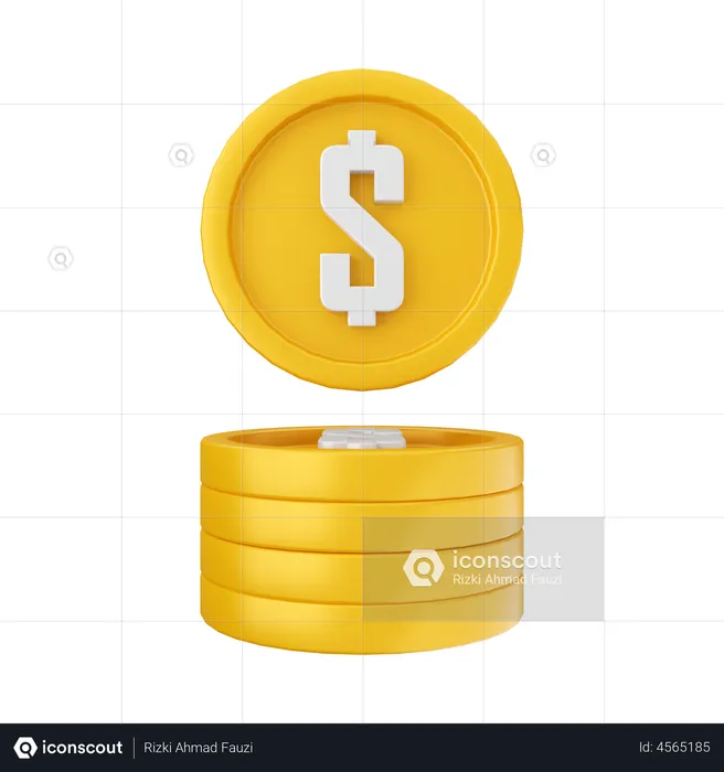 Dollar Coin Stack  3D Illustration