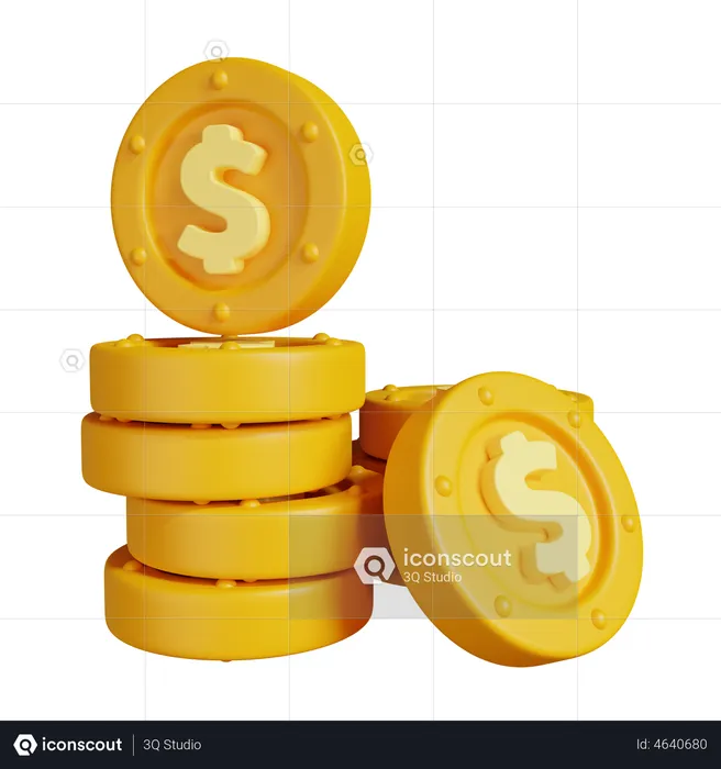 Dollar Coin Stack  3D Illustration