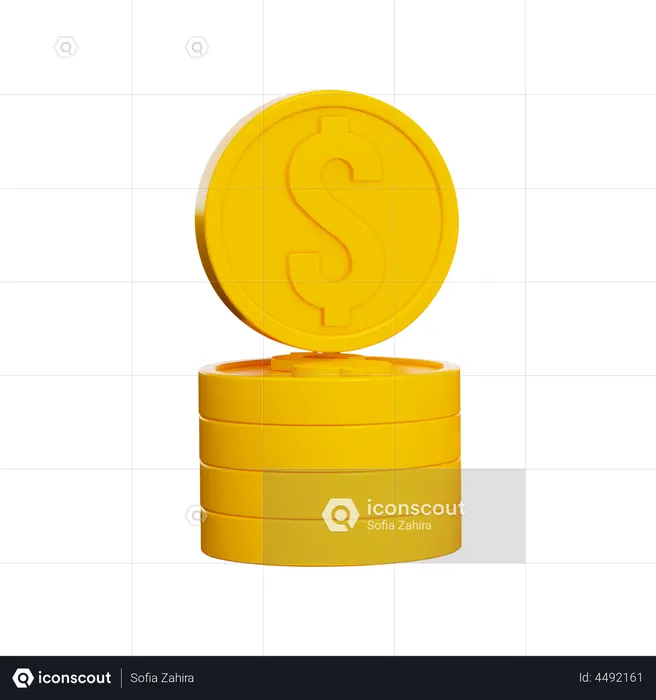 Dollar Coin Stack  3D Illustration