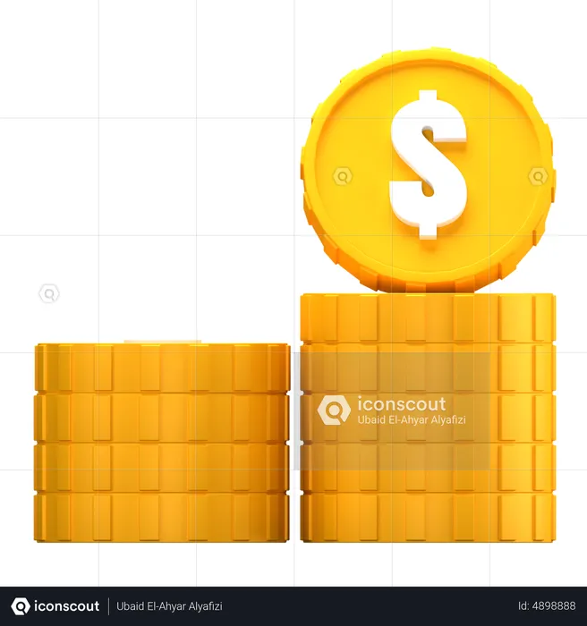 Dollar Coin Stack  3D Icon