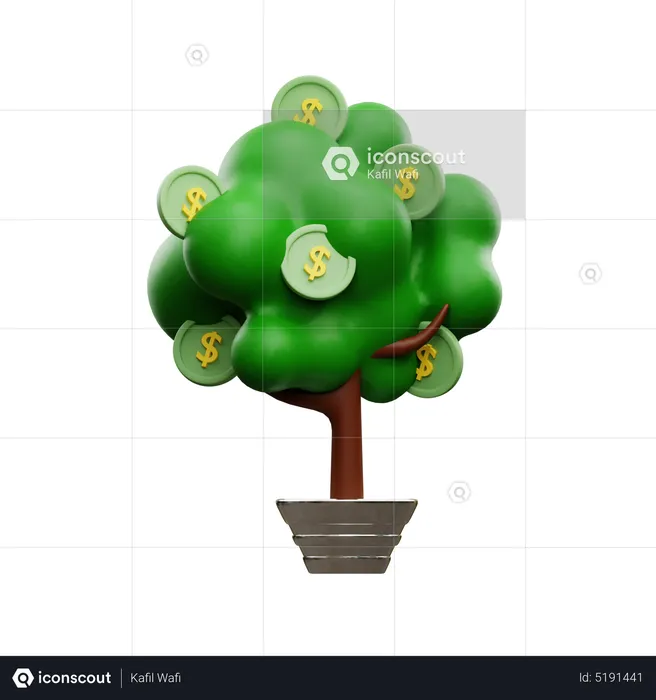 Dollar Coin Tree  3D Icon