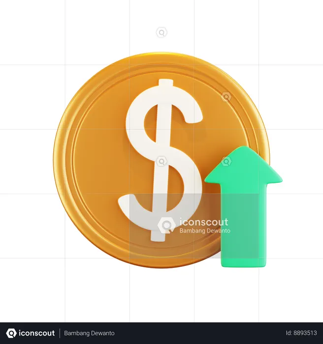 Dollar Coin Up  3D Icon