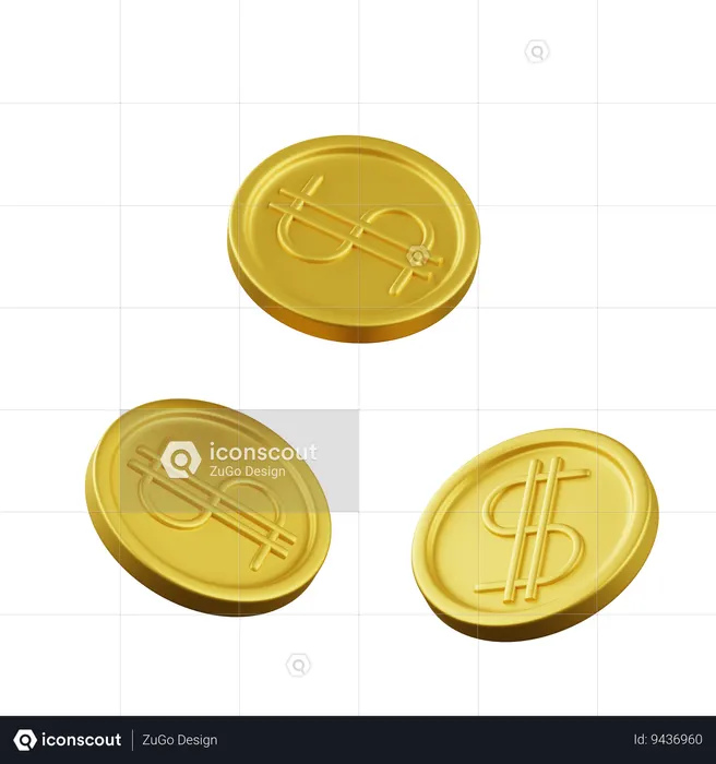 Dollar Coins  3D Icon