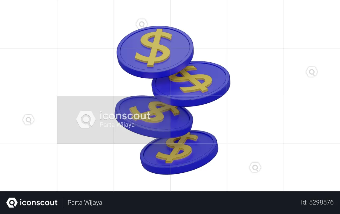 Dollar Coins  3D Icon