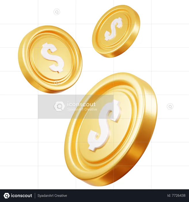 Dollar Coins  3D Icon