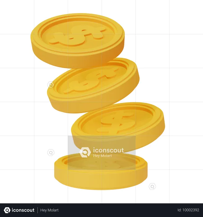 Dollar Coins  3D Icon