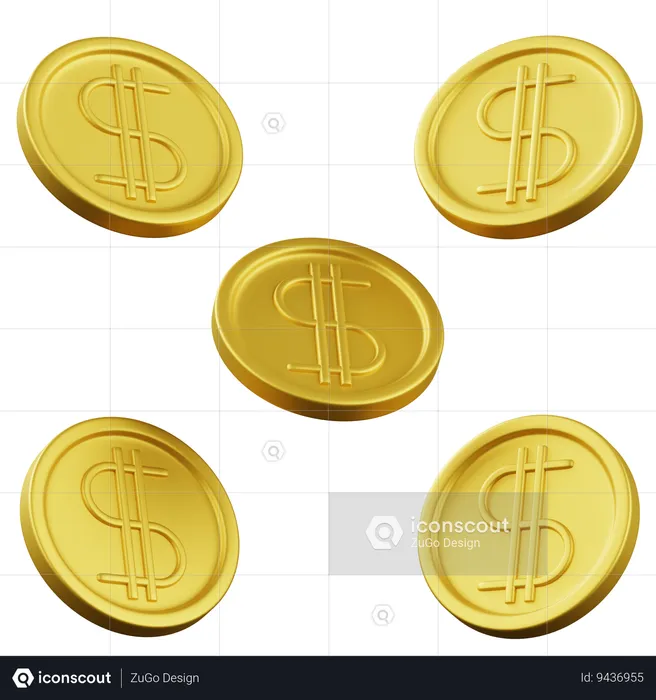 Dollar Coins  3D Icon