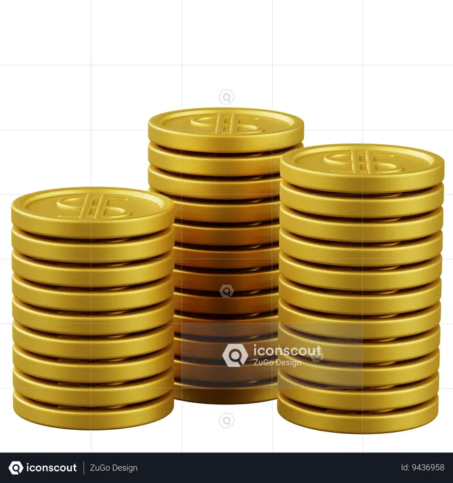 Dollar Coins  3D Icon