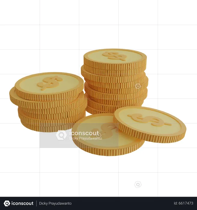 Dollar Coins  3D Icon