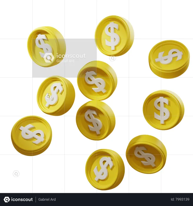 Dollar Coins  3D Icon