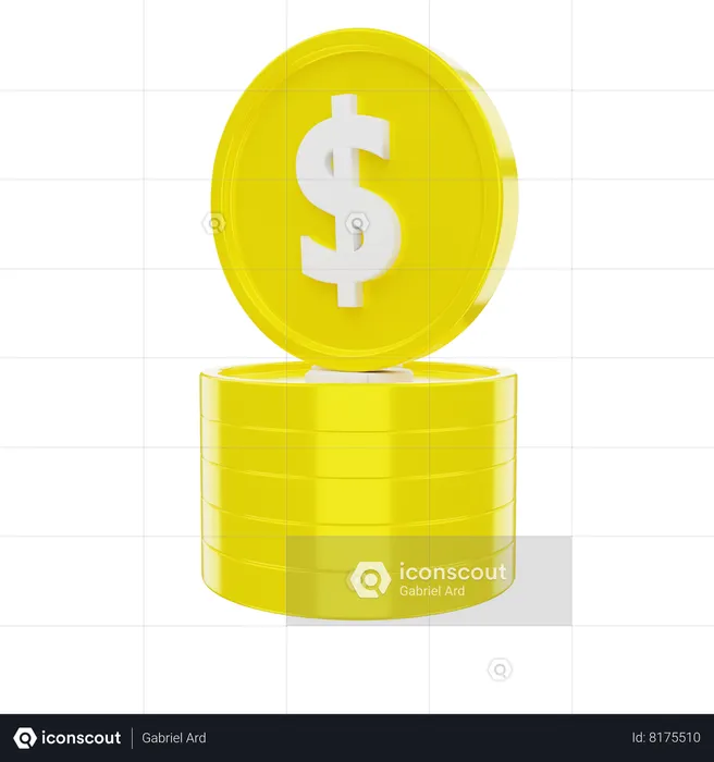 Dollar Coins  3D Icon