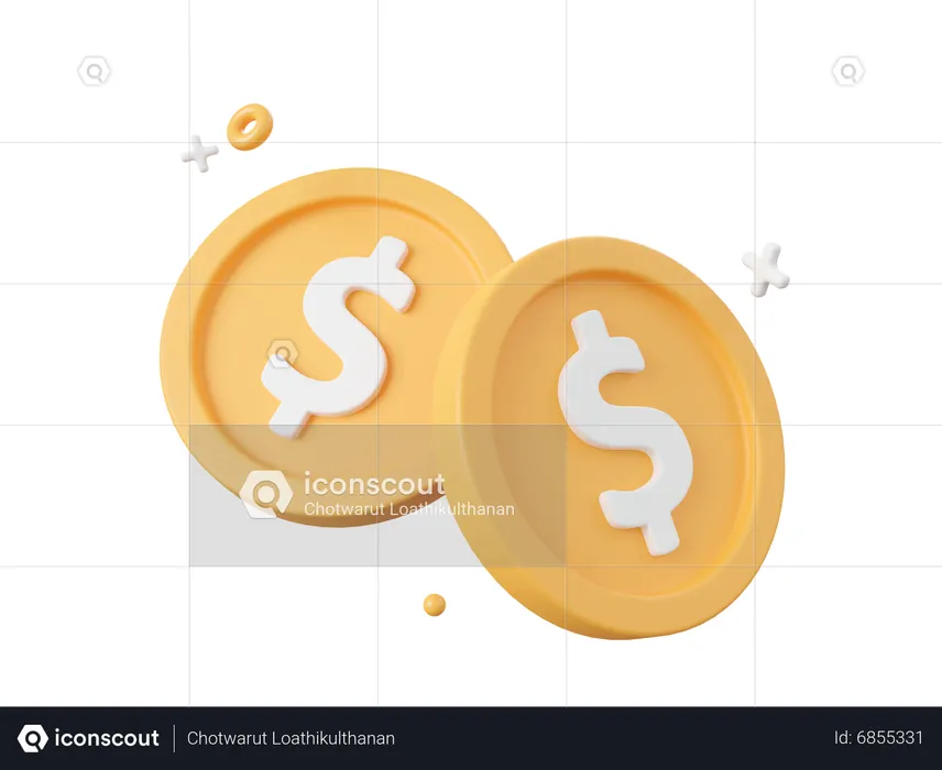 Dollar Coins  3D Icon