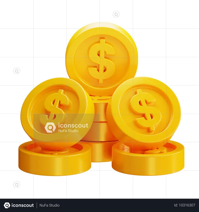 Dollar Coins  3D Icon