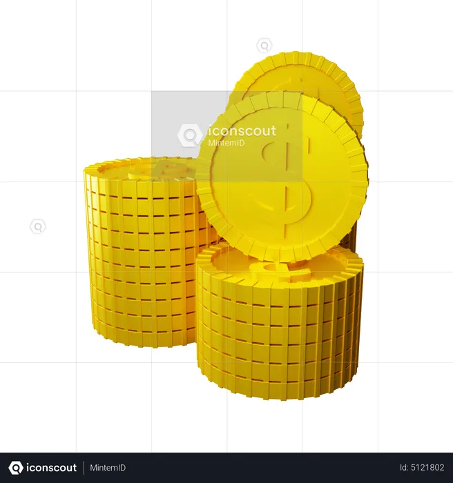 Dollar Coins  3D Icon