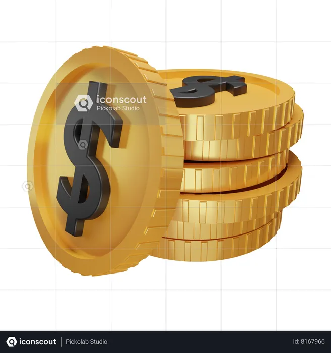 Dollar Coins  3D Icon