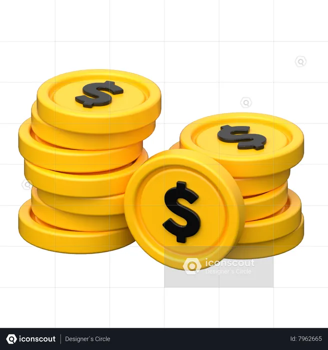 Dollar Coins  3D Icon