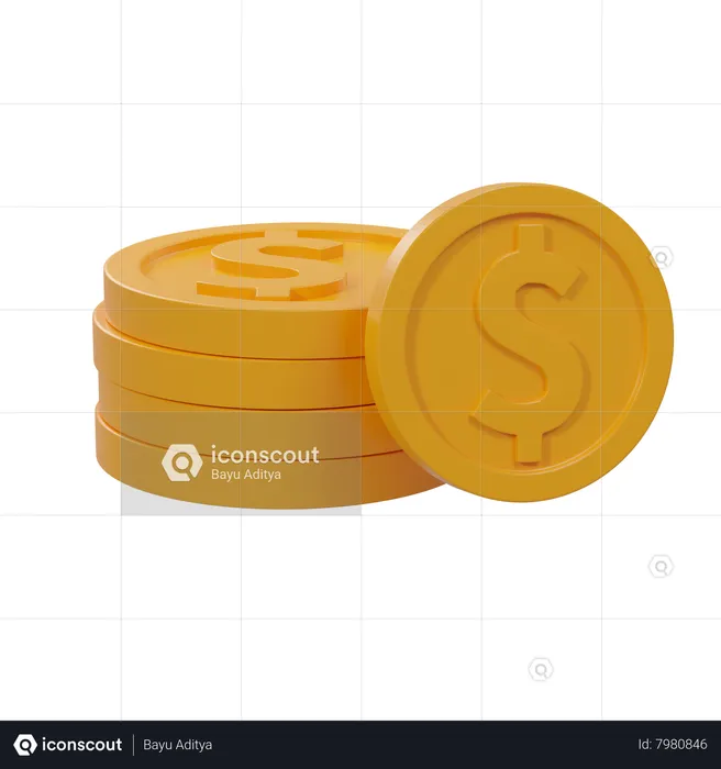 Dollar Coins  3D Icon