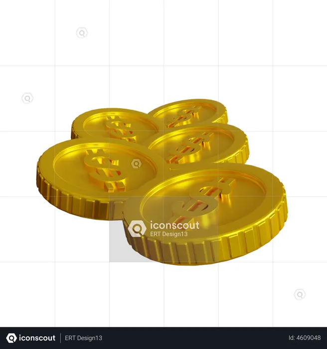 Dollar Coins  3D Illustration