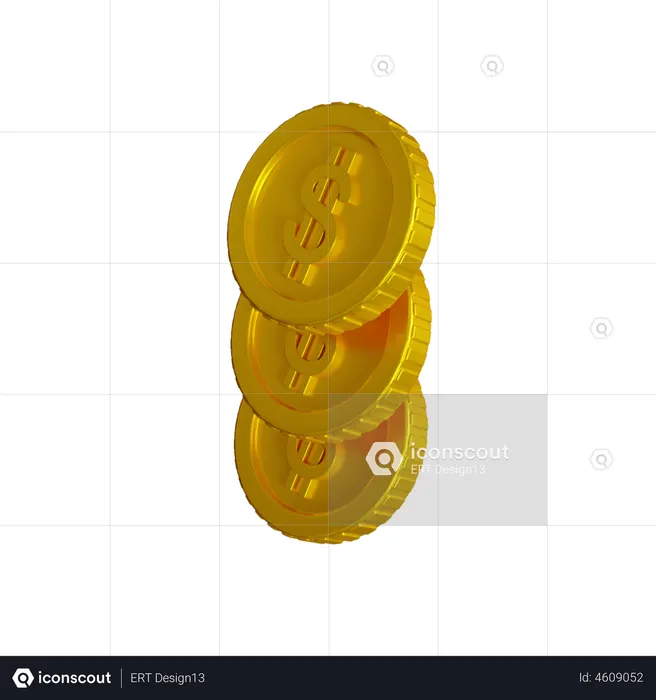 Dollar Coins  3D Illustration