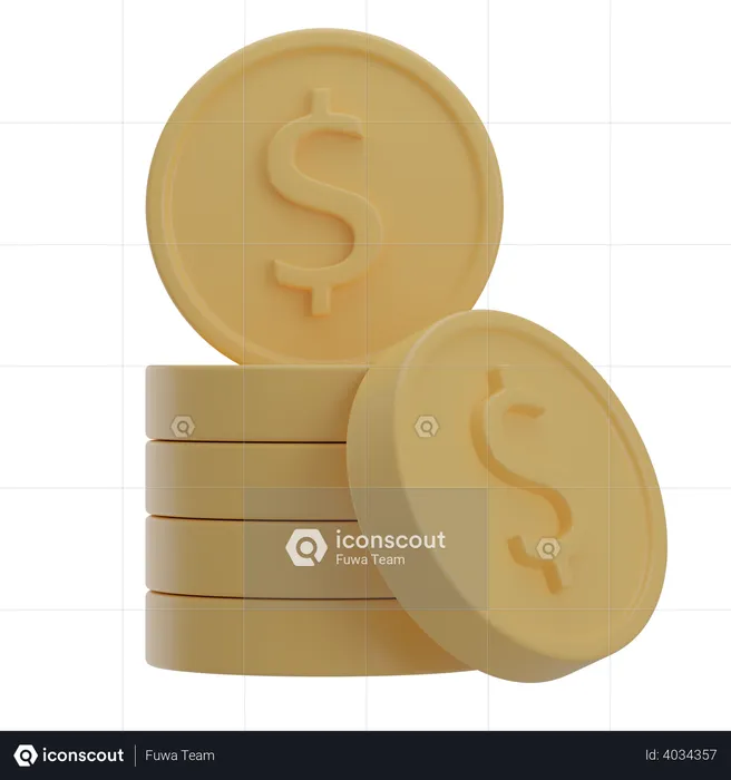 Dollar Coins  3D Illustration