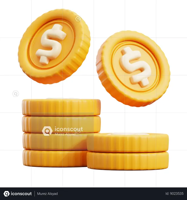 Dollar Coins Stack  3D Icon