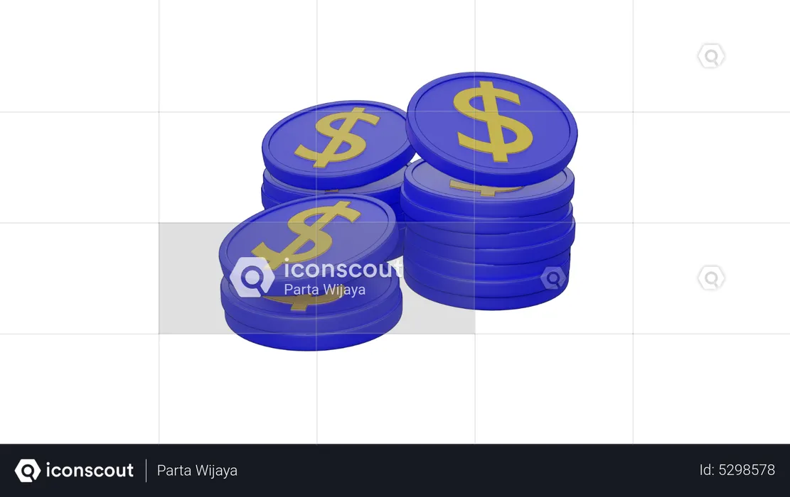 Dollar Coins Stack  3D Icon