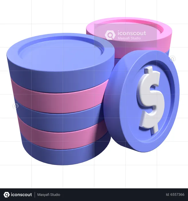 Dollar Coins Stack  3D Icon