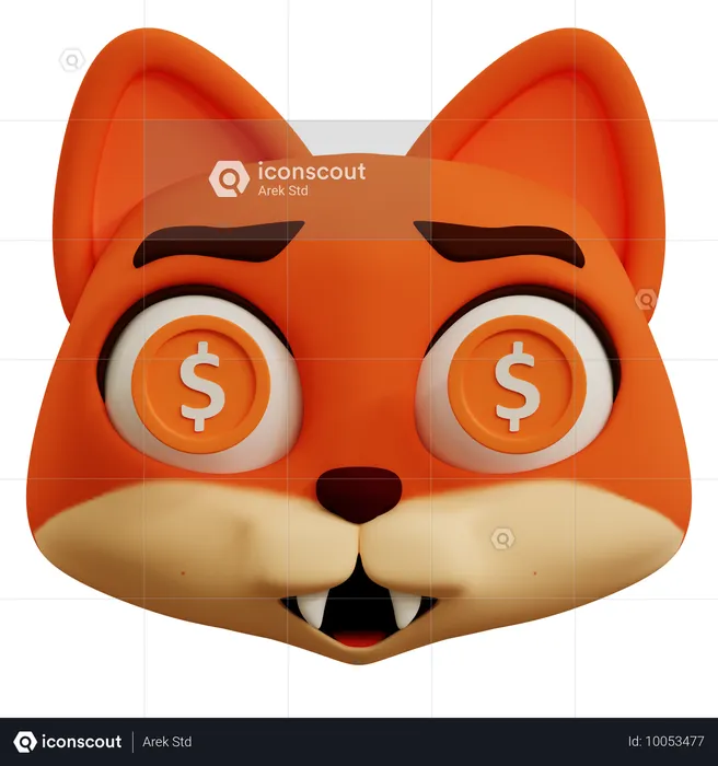 Dollar Cute Fox Eyes Emoji Emoji 3D Icon