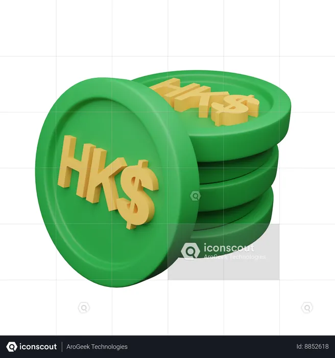 Dollar de Hong Kong  3D Icon