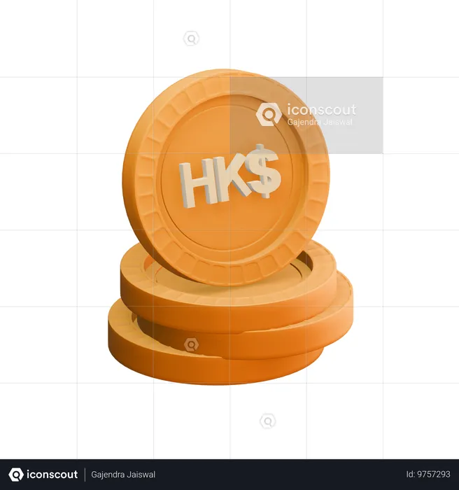 Dollar de Hong Kong  3D Icon