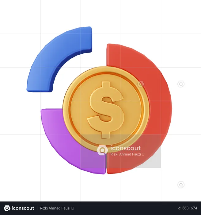 Dollar Donut Chart  3D Icon