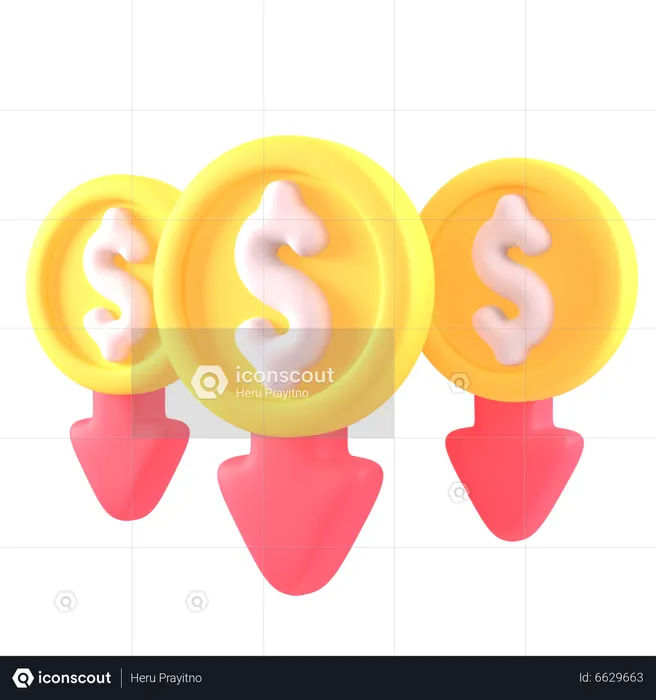 Dollar Down  3D Icon