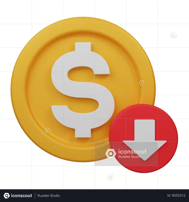 Dollar Down  3D Icon