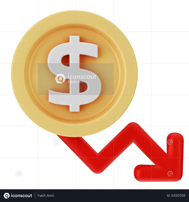 Dollar Down  3D Icon