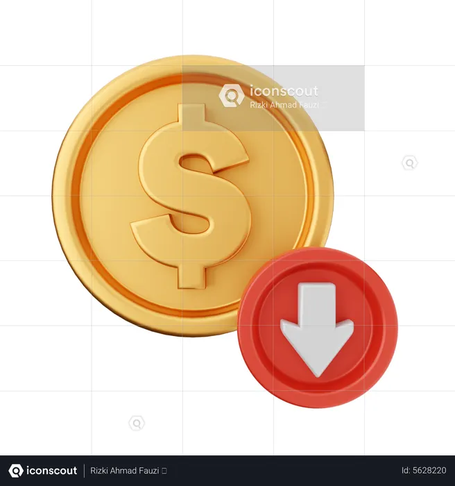 Dollar Down  3D Icon