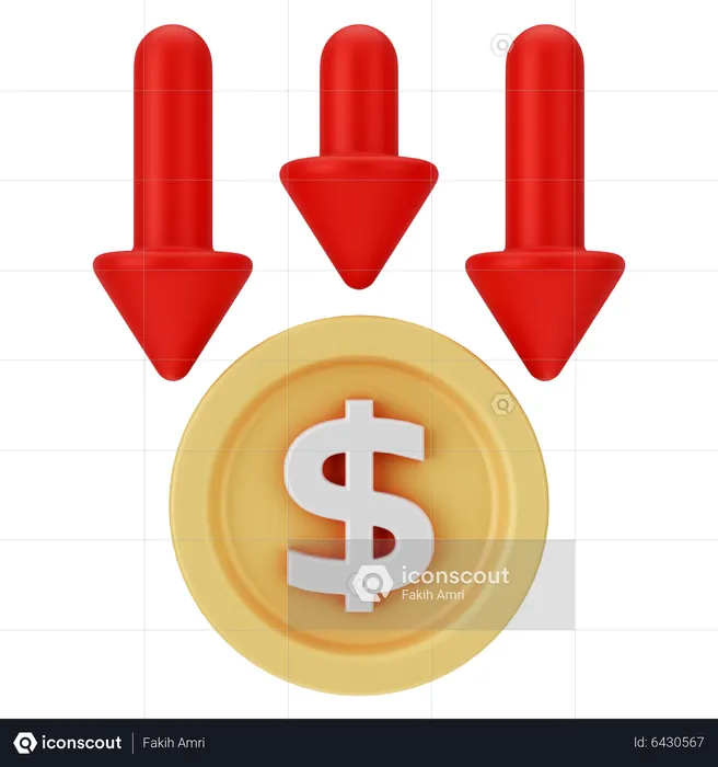 Dollar Down  3D Icon