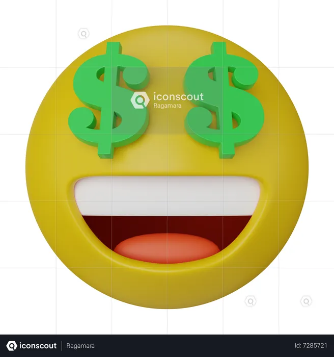 Dollar Emoji Face  3D Icon