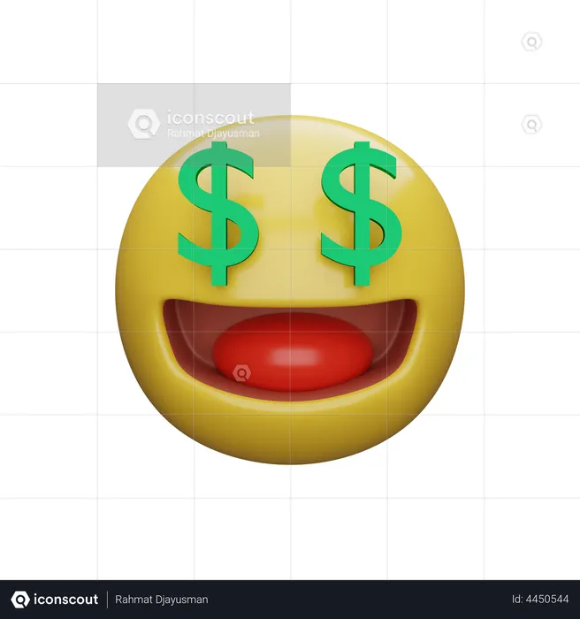 Dollar Eyes Emoji 3D Illustration