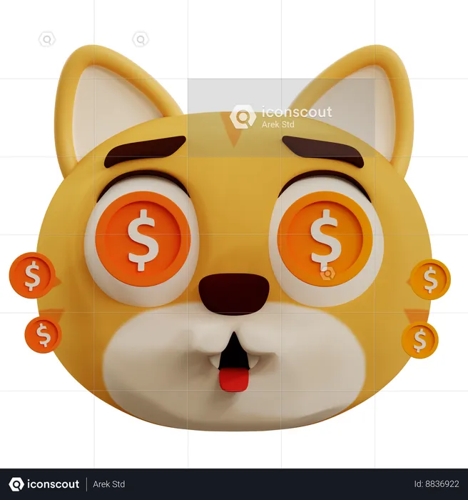 Dollar In Cat Eyes Emoji 3D Icon
