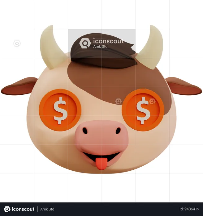 Dollar In Cow Eyes Emoji Emoji 3D Icon