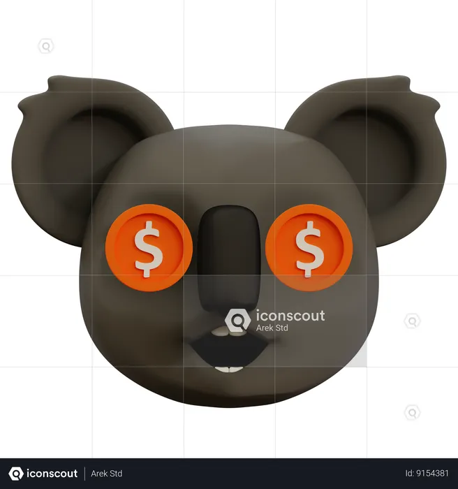 Dollar In Koala Eyes Emoji 3D Icon