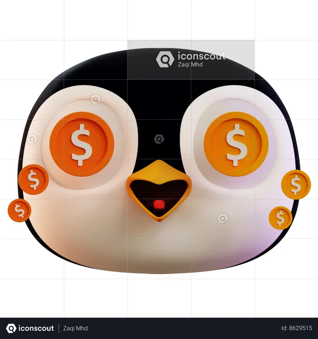 Dollar In Penguin Eyes Emoji 3D Icon