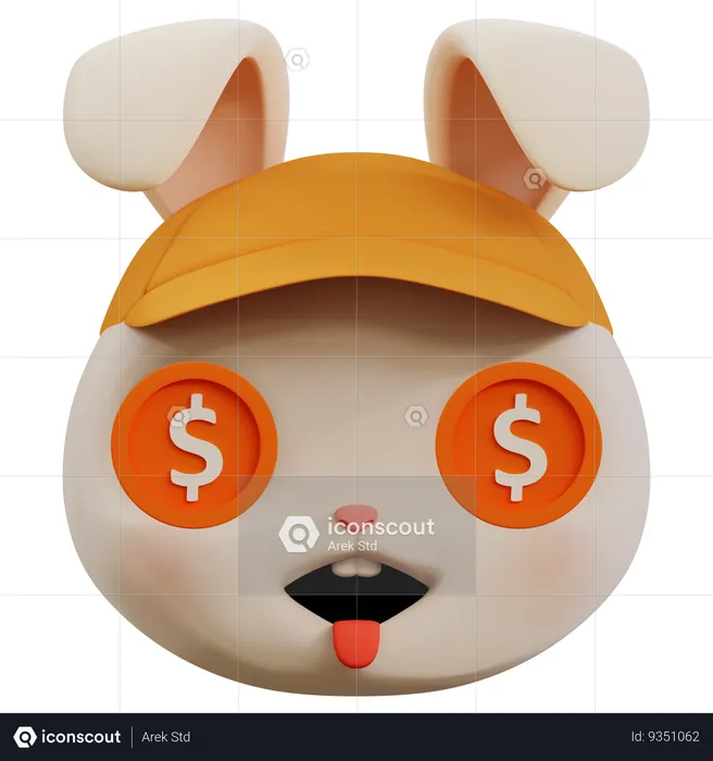 Dollar In Rabbit Eyes Emoji Emoji 3D Icon