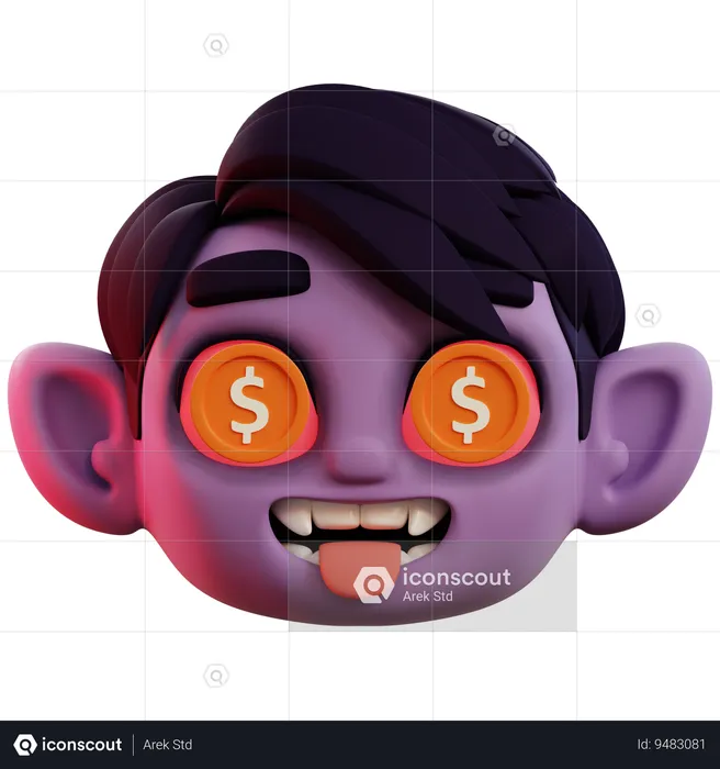 Dollar In Vampire Eyes Emoji 3D Icon