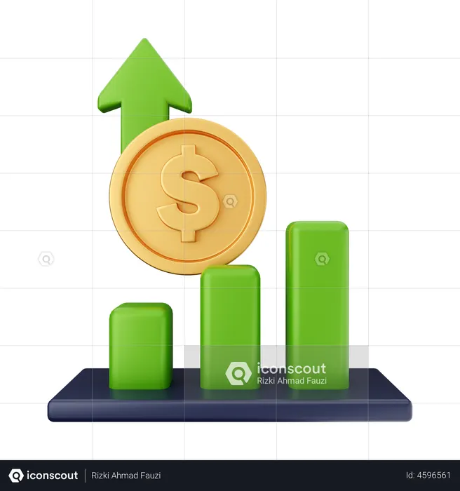 Dollar Increase Graph  3D Illustration