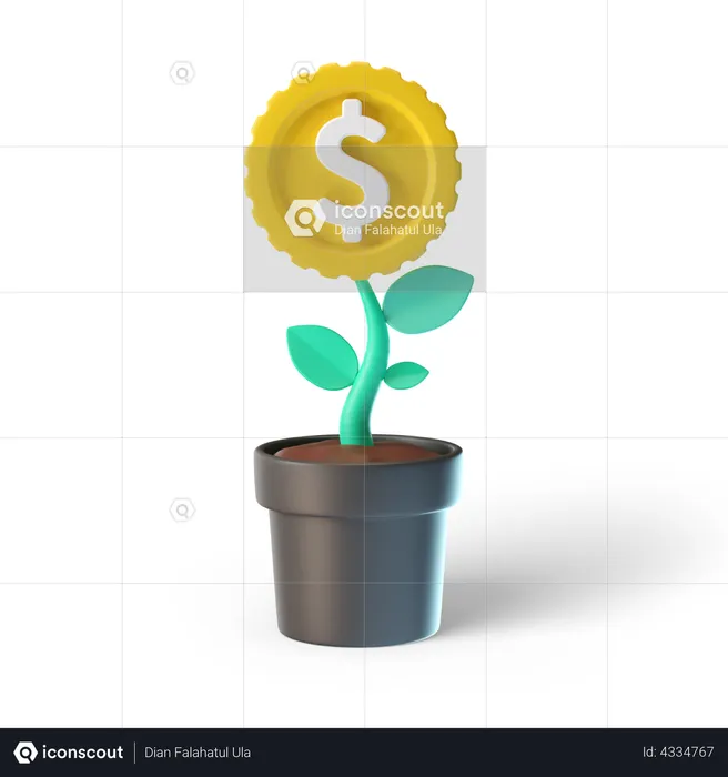 Dollar Investment Plant  3D Illustration