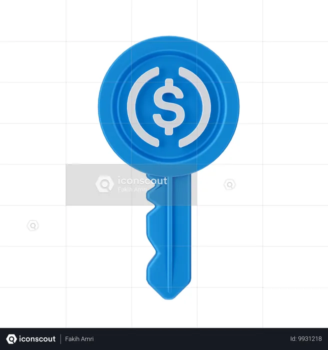 Dollar key  3D Icon