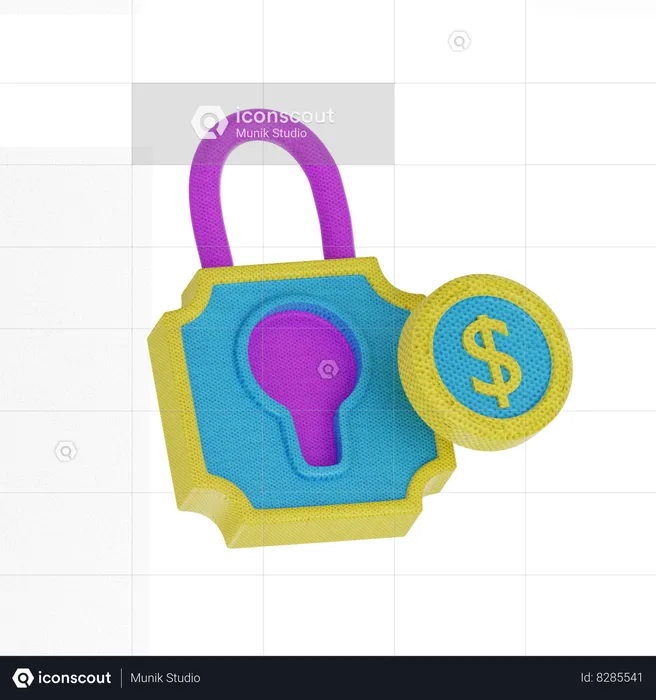 Serrure à dollars  3D Icon